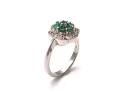 Silver Emerald & Diamond Cluster Ring