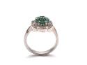 Silver Emerald & Diamond Cluster Ring