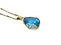 9ct Gold Blue Topaz Pendant & Chain