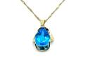 9ct Gold Blue Topaz Pendant & Chain