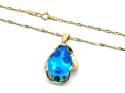 9ct Gold Blue Topaz Pendant & Chain