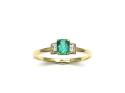 18ct Yellow Gold Emerald & Diamond 3  Stone Ring