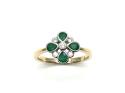 9ct Yellow Gold Emerald & Diamond Cluster Ring