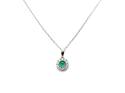 18ct White Gold Emerald & Diamond Pendant & Chain