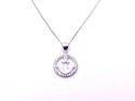 Silver Anchor CZ Circle Pendant & Chain 18 Inch