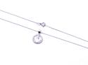 Silver Anchor CZ Circle Pendant & Chain 18 Inch