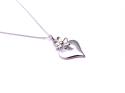 Silver Heart & Flower Pendant & Chain 18 Inch