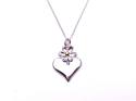 Silver Heart & Flower Pendant & Chain 18 Inch