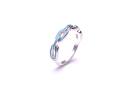 Silver Blue Enamel Chain Link Ring Size O