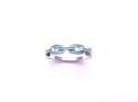 Silver Blue Enamel Chain Link Ring Size Q