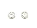 Silver Anchor CZ Stud Earrings 11mm