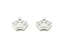 Silver CZ Crown Stud Earrings 18x10mm