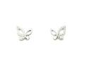 Silver CZ Butterfly Earrings 9x9mm