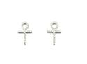 Silver CZ Ankh Earrings 15x9mm