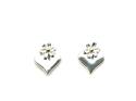 Silver Heart & Flower Top Stud Earrings 19x11mm