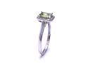 9ct White Gold Peridot & Diamond Halo Ring