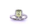 9ct White Gold Peridot & Diamond Halo Ring