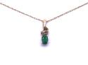 9ct Emerald & Diamond Pendant & Chain