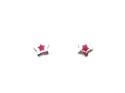 Silver Pink Enamel Star Earrings 7x7mm