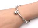 Silver Double Bangle Heart Charm 66mm