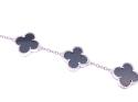 Silver Black 5 Clover Bracelet 6.5 to 7.5 inch