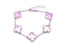 Silver Pink 5 Clover Bracelet 6.5 to 7.5 in