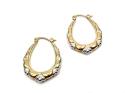 9ct Two Colour Gold Fancy Hoop Earrings