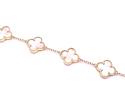 Gold Plated White 5 Clover Bracelet 6.5 to 7.5 in