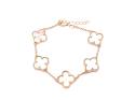 Gold Plated White 5 Clover Bracelet 6.5 to 7.5 in