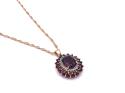 9ct Garnet & Diamond Pendant & Chain