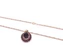 9ct Garnet & Diamond Pendant & Chain