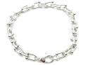 Silver Stirrup Link Fancy Bracelet 7.5 Inch