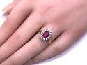 14ct Gold Synethic Ruby & CZ Ring