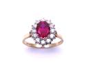 14ct Gold Synethic Ruby & CZ Ring