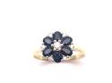 9ct Yellow Gold Sapphire & Diamond Cluster Ring