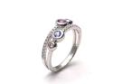 9ct Pink Sapphire, Tanzanite & Diamond Ring 0.18ct