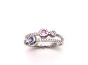 9ct Pink Sapphire, Tanzanite & Diamond Ring 0.18ct