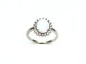 Silver Created Opal & CZ Cluster Ring