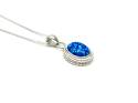 Silver Blue Created Opal Pendant & Chain