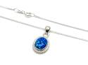 Silver Blue Created Opal Pendant & Chain