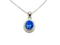 Silver Blue Created Opal Pendant & Chain