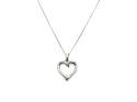 9ct White Gold CZ Heart Pendant & Chain