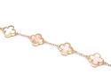 Gold Plated Mother Of Pearl 5 Clover Bracelet