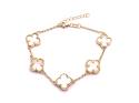 Gold Plated Mother Of Pearl 5 Clover Bracelet