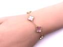 Silver Gold Plated 5 Pink Clover Bracelet