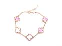 Silver Gold Plated 5 Pink Clover Bracelet