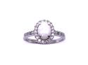 9ct White Gold Opal & Diamond Ring