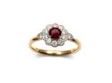 9ct Yellow Gold Ruby & Diamond Cluster Ring