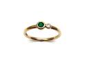 9ct Yellow Gold Emerald & Diamond 2 Stone Ring