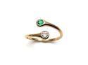 9ct Gold Emerald & Diamond Twist Torque Ring